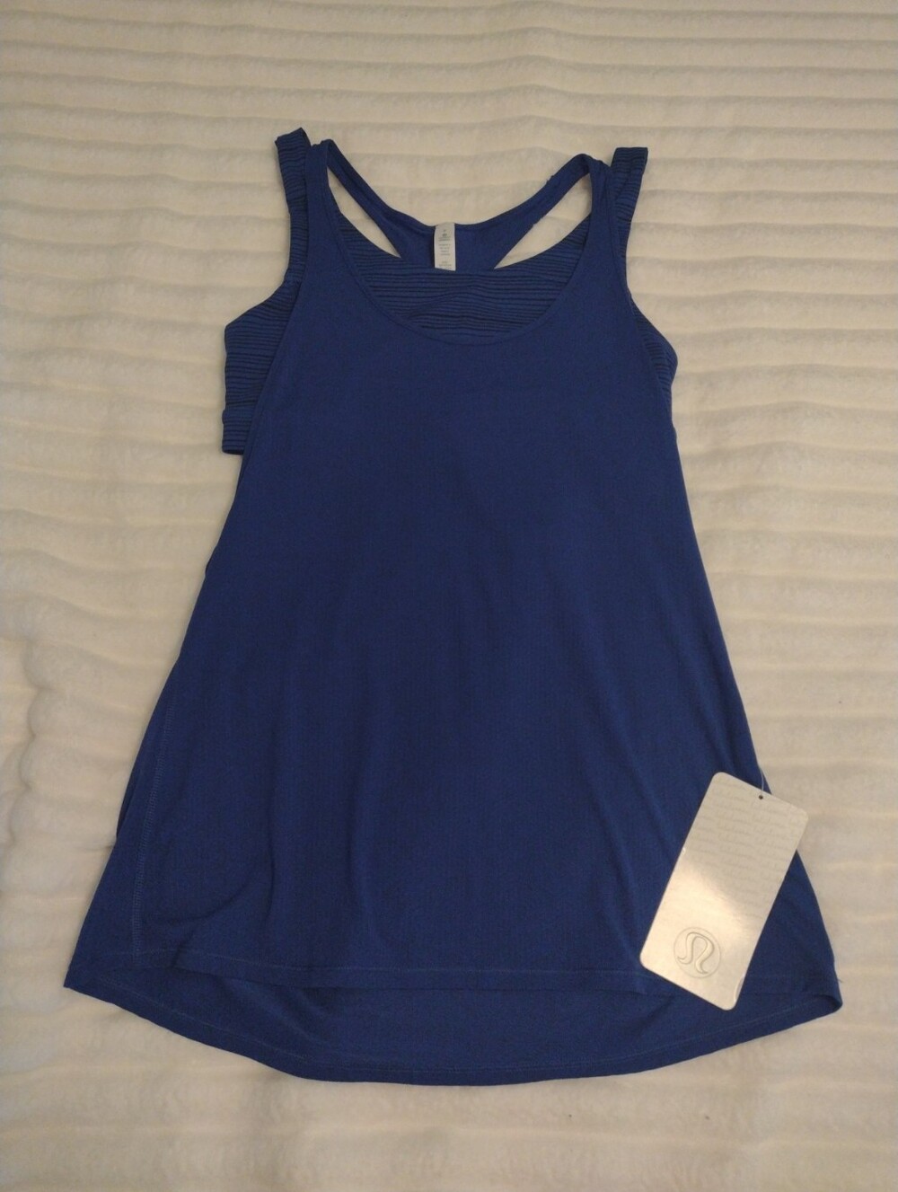New Lululemon Sz 8 All Sport Support Tank Blue Black NWT Layered Athletic Gym